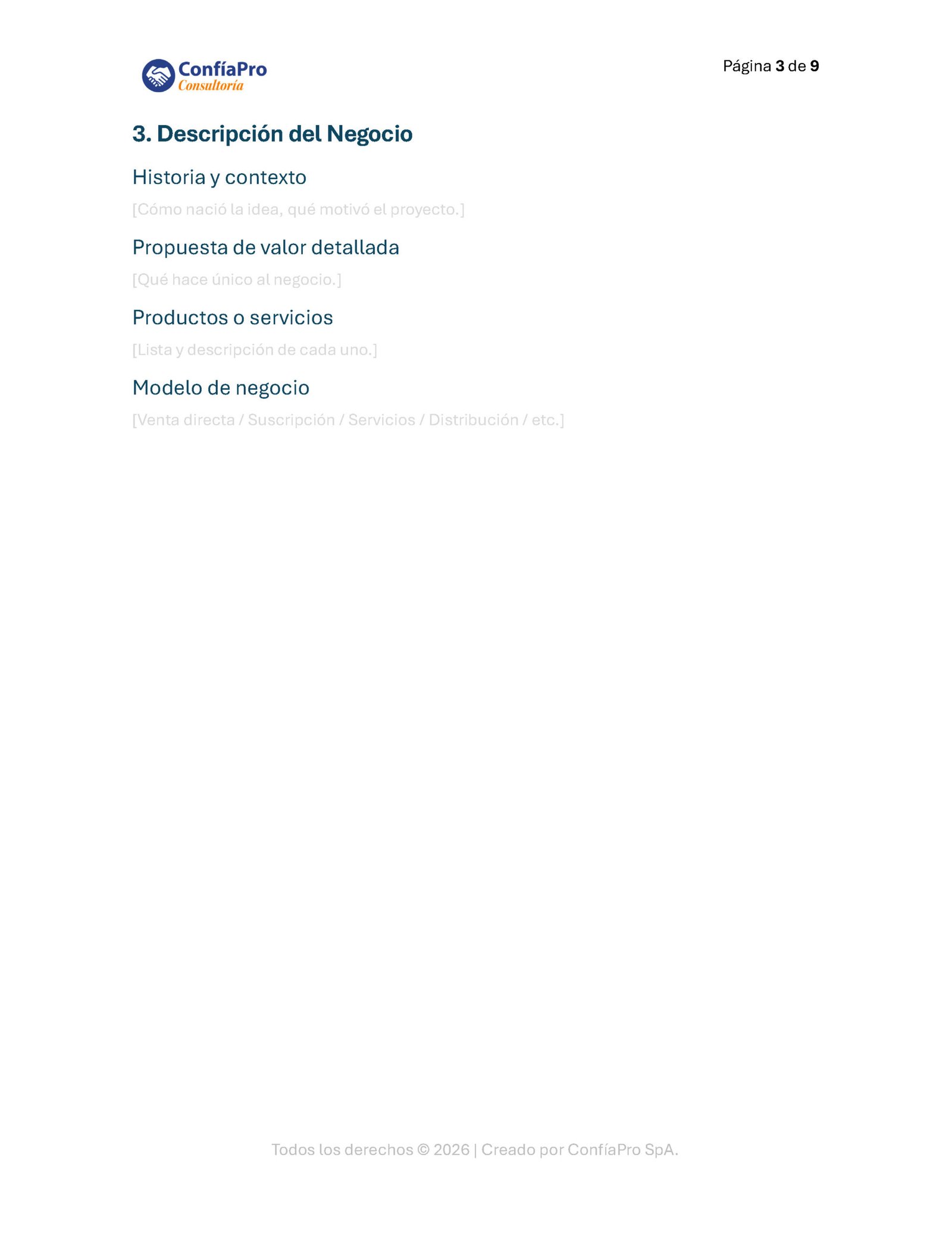 Plantilla Plan de Negocios Confiapro - Imagen 3